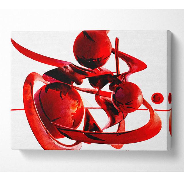 Red Balls Spiralling - Wrapped Canvas Art Prints Metro Lane Size: 81cm H x 121.9cm W x 10cm D on Productcaster.