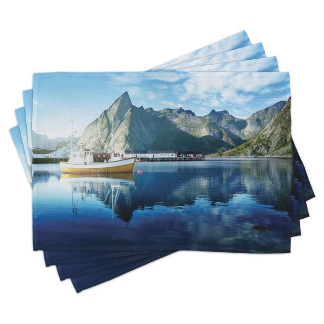 Place Mats Set of 4, Sunset Lake by Harbor, Blue (Set of 4) East Urban Home on Productcaster.