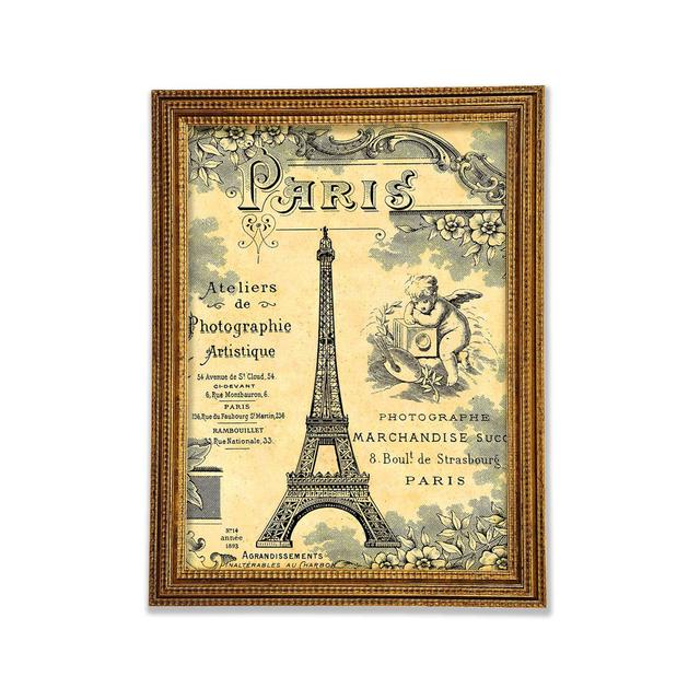 Eiffel Tower Retro 6 Framed Print Fleur De Lis Living Size: 42cm H x 29.7cm W on Productcaster.