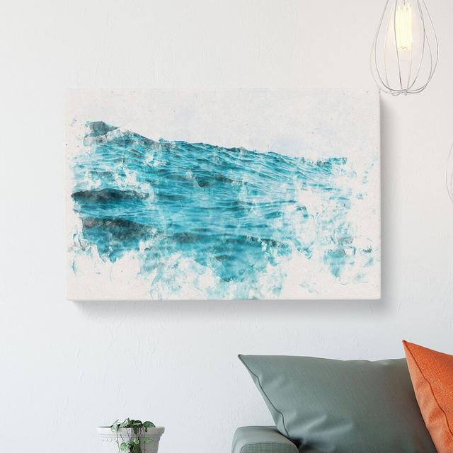 Ocean Wave In Morocco Watercolour - Wrapped Canvas Print East Urban Home Size: 60cm H x 91cm W x 3cm D on Productcaster.