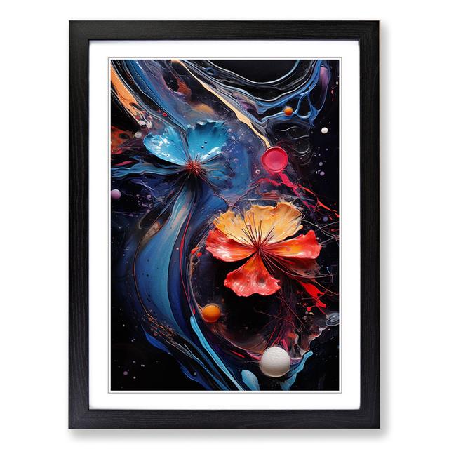 Cosmos Action Painting Marlow Home Co. Format: Black Framed, Size: 34cm H x 25cm W on Productcaster.