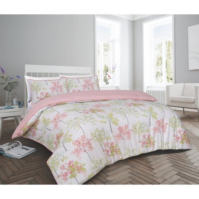 Bober Cotton Blend 200 TC Duvet Cover Set Brambly Cottage Colour: Pink, Size: Super King Duvet Cover + 2 Standard Pillowcases on Productcaster.