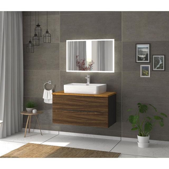 Verndale Bathroom Furniture Suite Brayden Studio Furniture Finish: Anthracite/Oak bourbon/Oak on Productcaster.