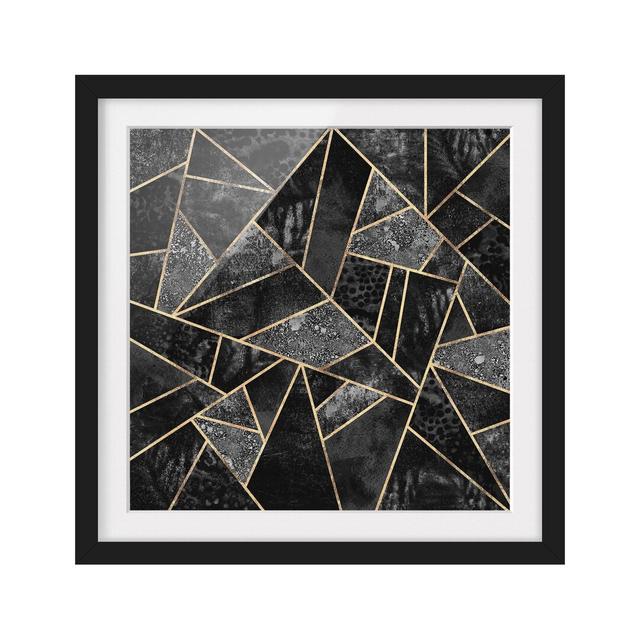 Grey Triangles Gold - Picture Frame Graphic Art Fairmont Park Size: 50cm H x 50cm W x 2cm D, Matte Colour: White, Format: Black on Productcaster.