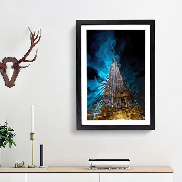 The Burj Khalifa in Dubai in Abstract - Picture Frame Graphic Art Print East Urban Home Size: 36cm H x 27cm W x 2cm D, Frame Option: Black Framed on Productcaster.