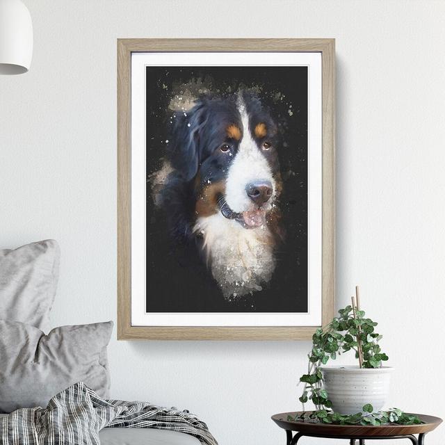 Bermese Mountain Dog - Picture Frame Graphic Art East Urban Home Frame Option: Oak, Size: 36cm H x 27cm W x 2cm D on Productcaster.