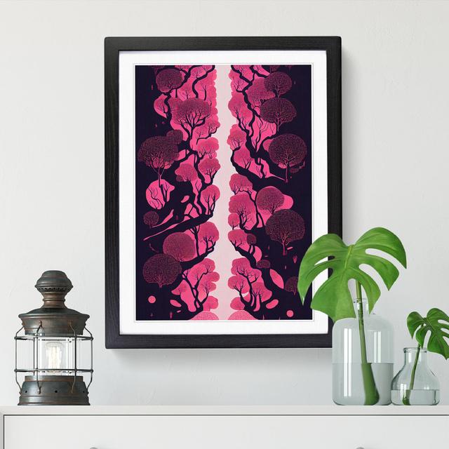 Bousov Japanese Cherry Tree Forest Abstract - Picture Frame Print Marlow Home Co. Frame Option: Oak, Size: 64cm H x 46cm W x 2cm D on Productcaster.