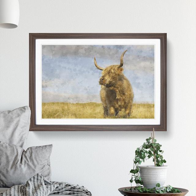 Highland Bull Cow Vol.1 - Picture Frame Graphic Art East Urban Home Size: 48cm H x 65cm W x 2cm D, Frame Option: Walnut Framed on Productcaster.