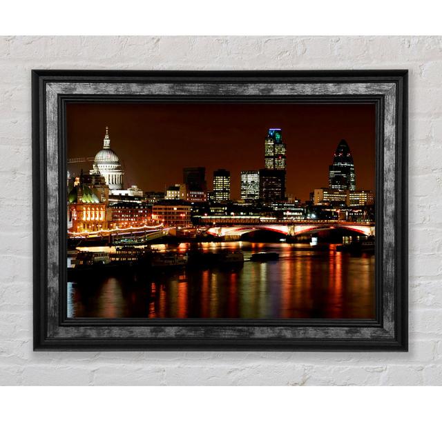 London Thames Night Lights - Single Picture Frame Art Prints Bright Star Size: 42cm H x 59.7cm W x 8cm D on Productcaster.