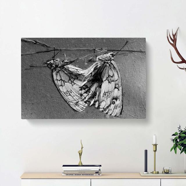 Two Butterflies - Wrapped Canvas Painting Print East Urban Home Size: 35cm H x 50cm W x 3cm D on Productcaster.