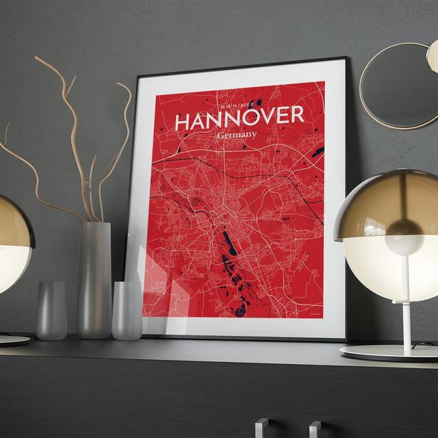 Hannover City Map In Nautical - No Frame Print Borough Wharf Size: 24cm H x 18cm W x 0.05cm D on Productcaster.