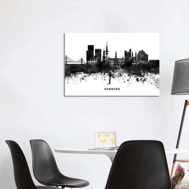 Hamburg Skyline Black & White Latitude Run Size: 66.04cm H x 101.6cm W x 1.91cm D on Productcaster.