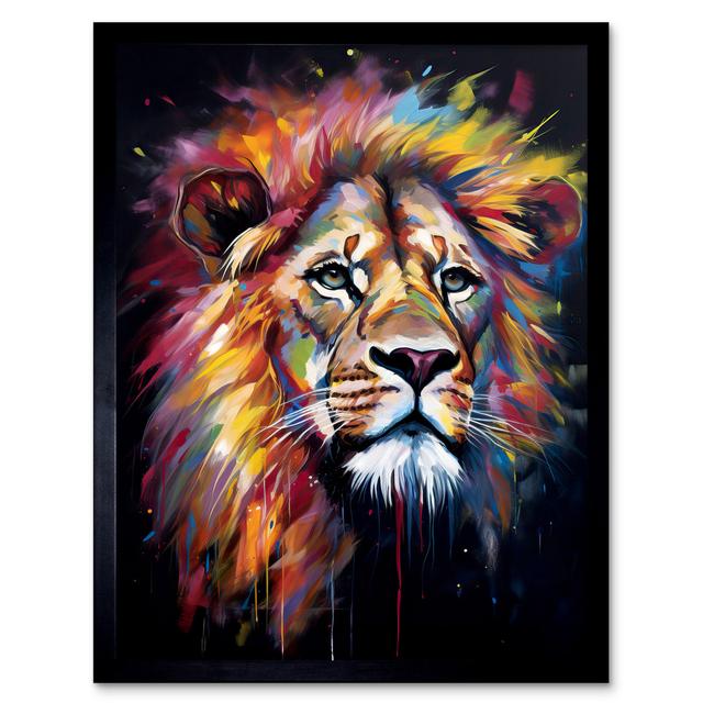 Nithsdale Lion Head Rainbow Mane Hair Vibrant - Single Picture Frame Print Latitude Vive on Productcaster.