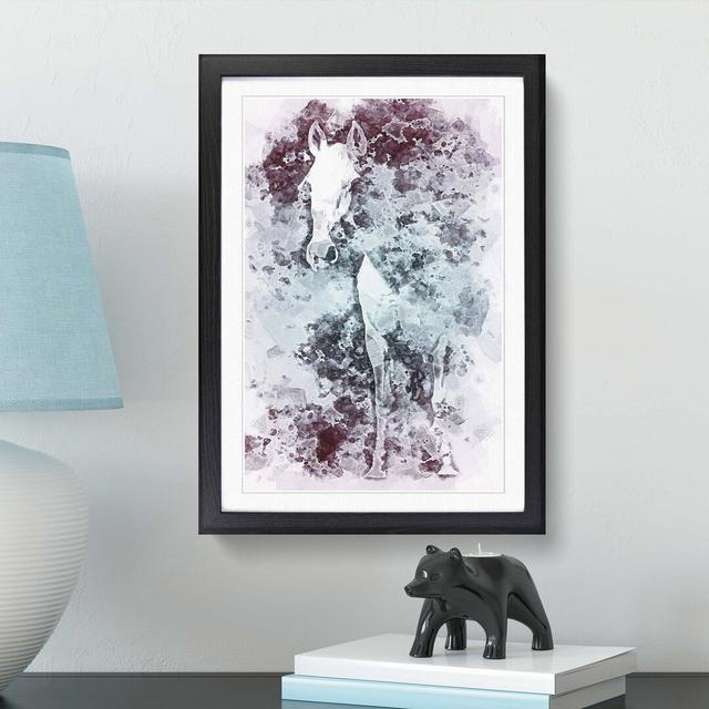 White Horse in the Clouds in Abstract - Picture Frame Painting Print East Urban Home Frame Option: Black, Size: 76cm H x 50cm W x 2cm D on Productcaster.