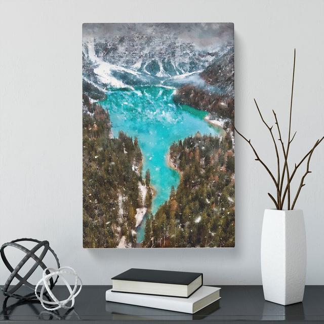 Mountain in Braies Italy - Wrapped Canvas Photograph East Urban Home Size: 76cm H x 50cm W x 3cm D on Productcaster.