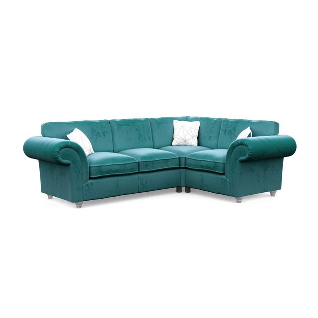 Windsor Velvet Corner Sectional The Great British Sofa Company Upholstery Colour: Teal, Leg Colour: Silver on Productcaster.