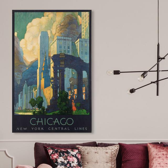 Chicago NY Central Lines - Wrapped Canvas Graphic Art Print East Urban Home Size: 45" H x 30" W x 1.5" D on Productcaster.