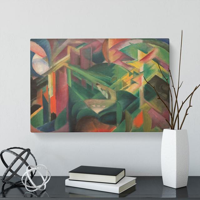 Deer In The Garden by Franz Marc - Wrapped Canvas Painting East Urban Home Size: 40cm H x 60cm W x 3cm D on Productcaster.