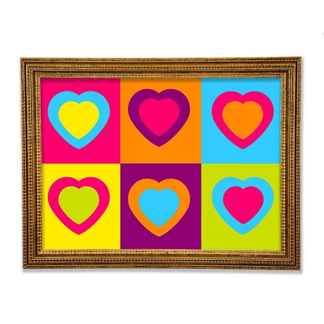 Six Hearts Framed Print Ivy Bronx Format: Gold Framed Paper, Size: 29.7cm H x 42cm W x 3cm D on Productcaster.