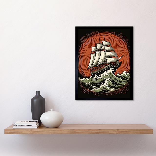 Maeola Sailing Ship In Rough Sea Waves - Single Picture Frame Print Breakwater Bay on Productcaster.