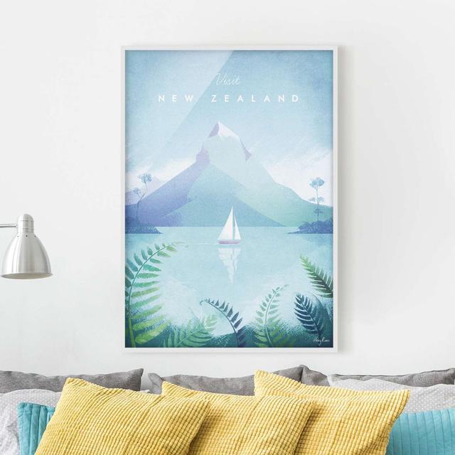 Picture With Frame - Travel Poster - New Zealand - Portrait 4:3 - A Maturi Frame Option: White Framed, Size: 100cm H x 70cm W x 2cm D on Productcaster.