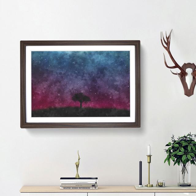 Tree Under the Cosmos - Picture Frame Graphic Art Print East Urban Home Size: 45cm H x 63cm W x 2cm D, Frame Option: Walnut Framed on Productcaster.