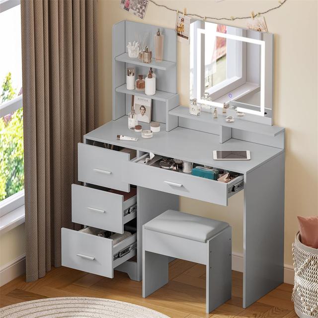 Breiana Dressing Table with Mirror Metro Lane Colour: Grey on Productcaster.