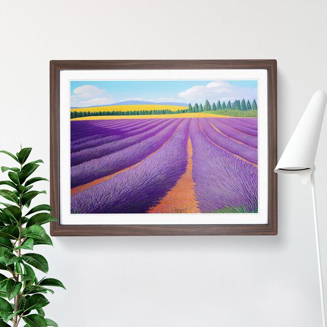 Overwhelming Lavender Flower Field - Picture Frame Graphic Art Lily Manor Frame Colour: Walnut, Size: 25cm H x 34cm W x 2cm D on Productcaster.