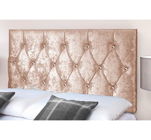 Eudy Upholstered Headboard Rosdorf Park Size: Kingsize (5'), Colour: Champagne on Productcaster.