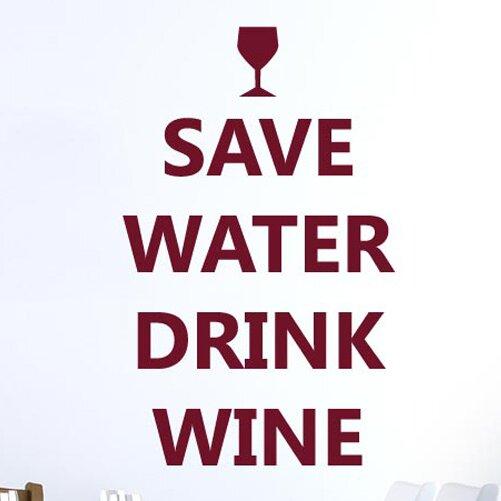 Save Water Drink Wine Wall Sticker East Urban Home Colour: Violet, Size: Large on Productcaster.