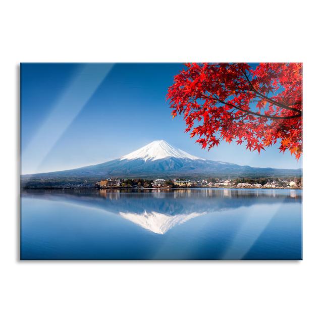 Mount Fuji with Autumnal Red Tree - Unframed Photograph on Glass Brayden Studio Size: 60cm H x 80cm W x 0.4cm D on Productcaster.