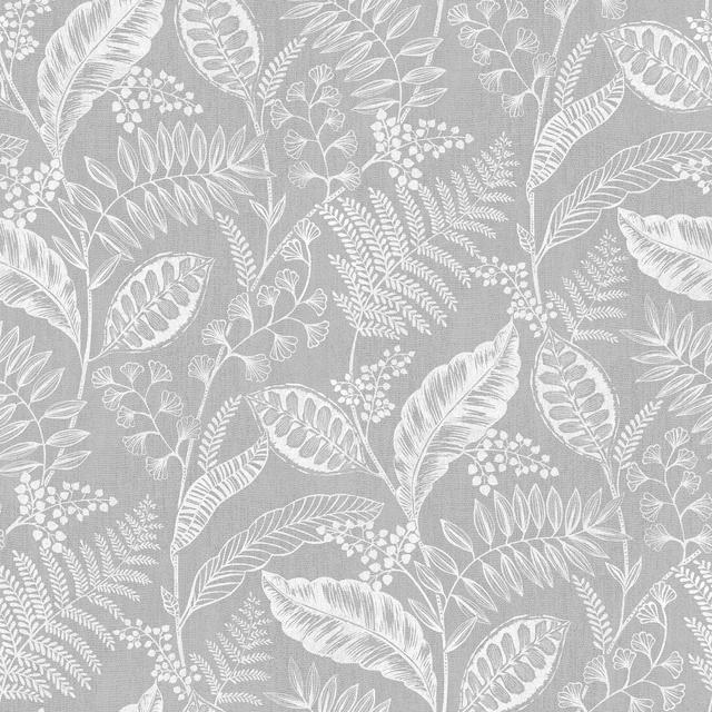 Floral Wallpaper Fresco Colour: Grey on Productcaster.