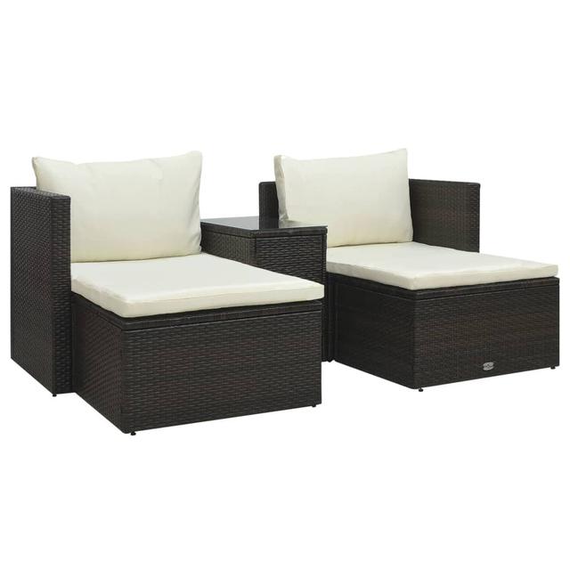 2-Sitzer Lounge-Set Jivka aus Polyrattan mit Polster 17 Stories Farbe (Bezug): Creme, Farbe (Gestell): Braun on Productcaster.