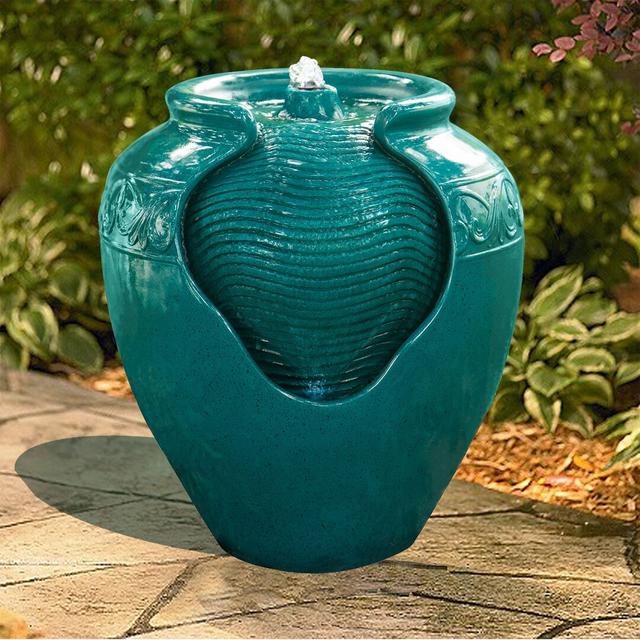 Hand Crafted Weather Resistant Floor Fountain with Light Teamson home Finish: Turquoise on Productcaster.