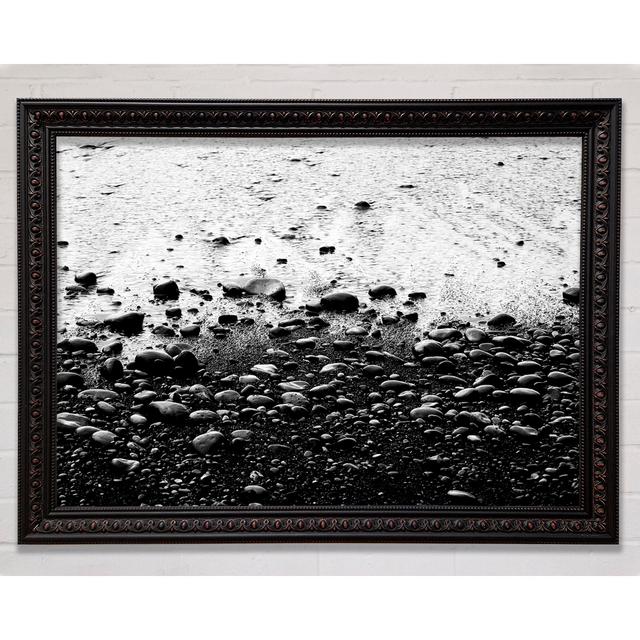 Seashore Pebbles Framed Print Brayden Studio Format: Black Walnut Framed Paper, Size: 59.7cm H x 84.1cm W x 3cm D on Productcaster.