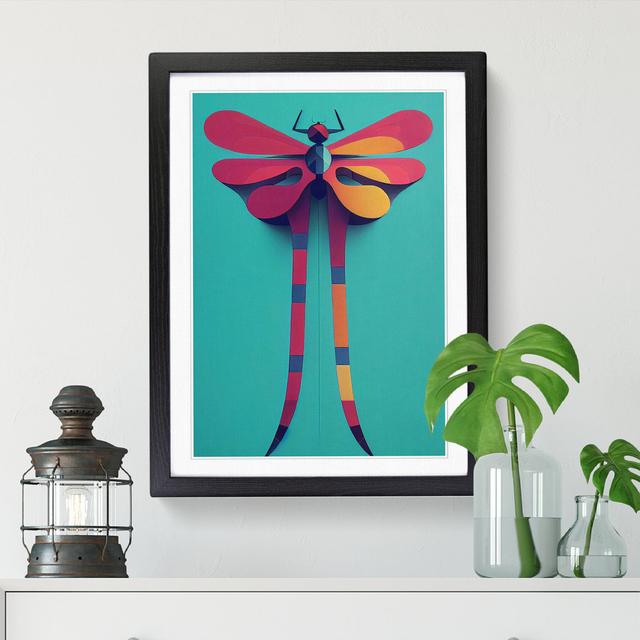 Kootenai Dragonfly Cubism - Picture Frame Print ClassicLiving Frame Option: Black, Size: 46cm H x 34cm W x 2cm D on Productcaster.