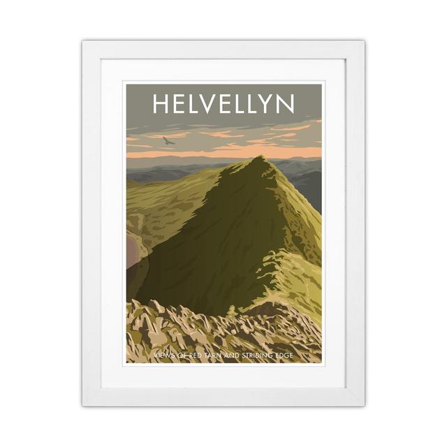 The Lakes Helvellyn Travel Art Print By Stephen Millership A4 / Black Grain Union Rustic Format: White Framed Canvas, Size: 63cm H x 46cm W x 3cm D on Productcaster.