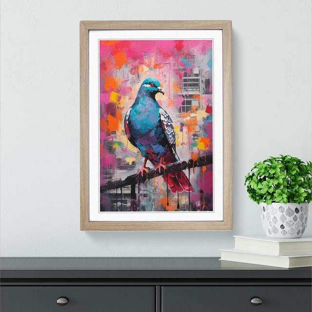 Pigeon Expressionism - Single Picture Frame Print on Wood Marlow Home Co. Format: Oak Framed, Size: 64cm H x 46cm W on Productcaster.