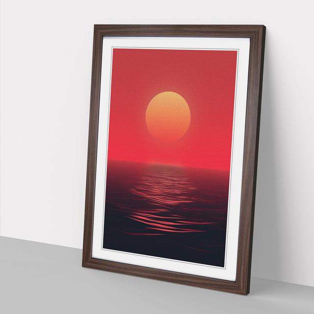 Sunset Minimalism House of Hampton Frame Colour: Walnut, Size: 46cm H x 34cm W x 2cm D on Productcaster.