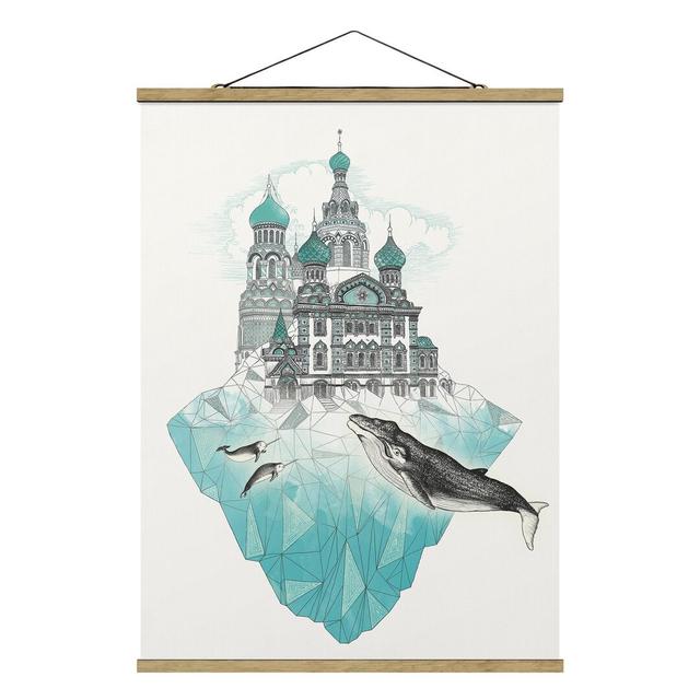 Illustration Church with Domes and Whale by Laura Graves - Graphic Art Print Harriet Bee Size: 133.5cm H x 100cm W x 0.3cm D on Productcaster.