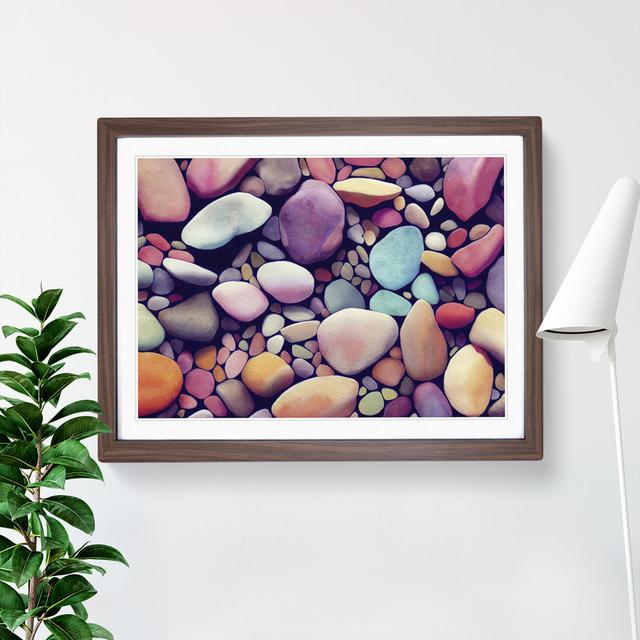 Colourful River Pebbles Vol.1 - Picture Frame Graphic Art Latitude Run Frame Colour: Walnut Framed, Size: 25cm H x 34cm W x 2cm D on Productcaster.