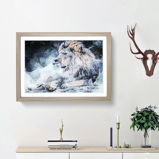 Beautiful Lion in Abstract - Picture Frame Painting Print East Urban Home Frame Option: Oak Framed, Size: 27cm H x 36cm W x 2cm D on Productcaster.