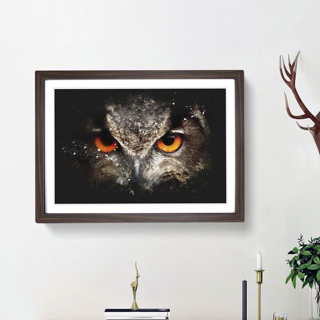 Great Horned Owl - Picture Frame Graphic Art Print East Urban Home Size: 62cm H x 87cm W x 2cm D, Frame Option: Walnut Framed on Productcaster.