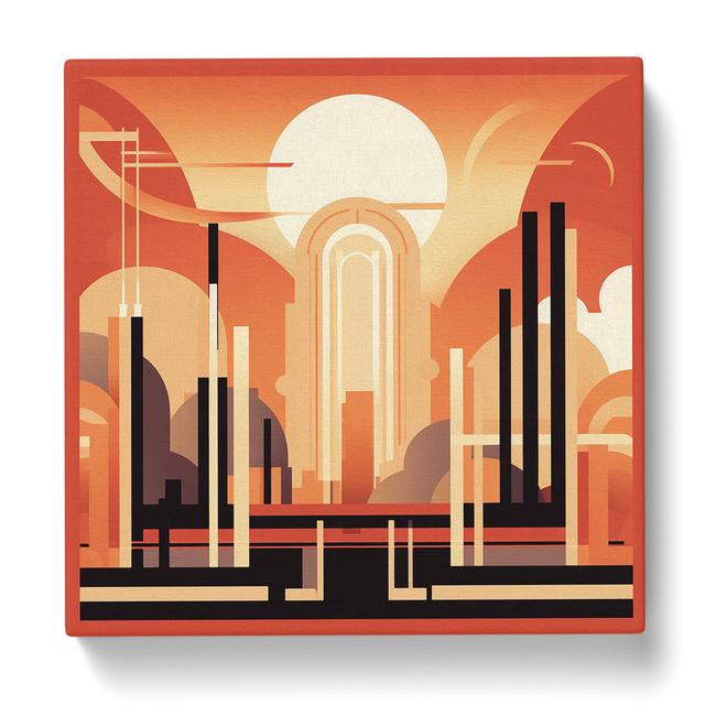 Art Deco Sunset Mid-Century - Art Prints George Oliver Size: 50cm H x 50cm W x 3cm D on Productcaster.