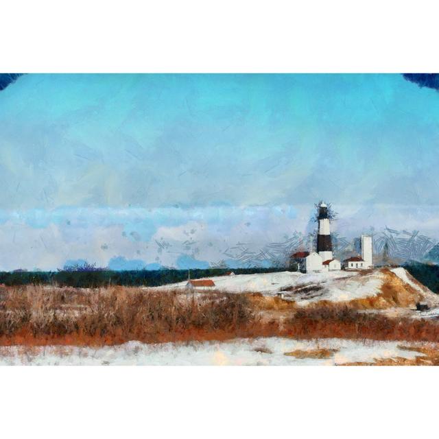 Painted Lighthouse Bright Blue Sky - Wrapped Canvas Art Prints Breakwater Bay Size: 20cm H x 30cm W x 3.8cm D on Productcaster.