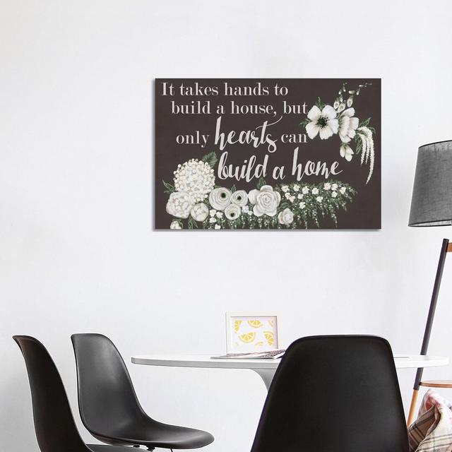 Hearts Can Build a Home - Wrapped Canvas Typography Happy Larry Size: 66.04cm H x 101.6cm W x 1.91cm D on Productcaster.