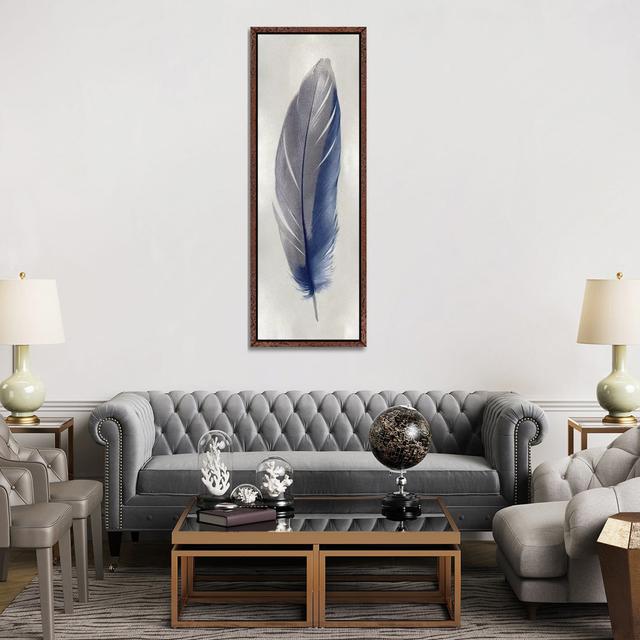 Blue Feather On Silver II by Julia Bosco - Panoramic Gallery-Wrapped Canvas Giclée on Canvas Bloomsbury Market Format: Classic Wood Framed, Size: 182. on Productcaster.