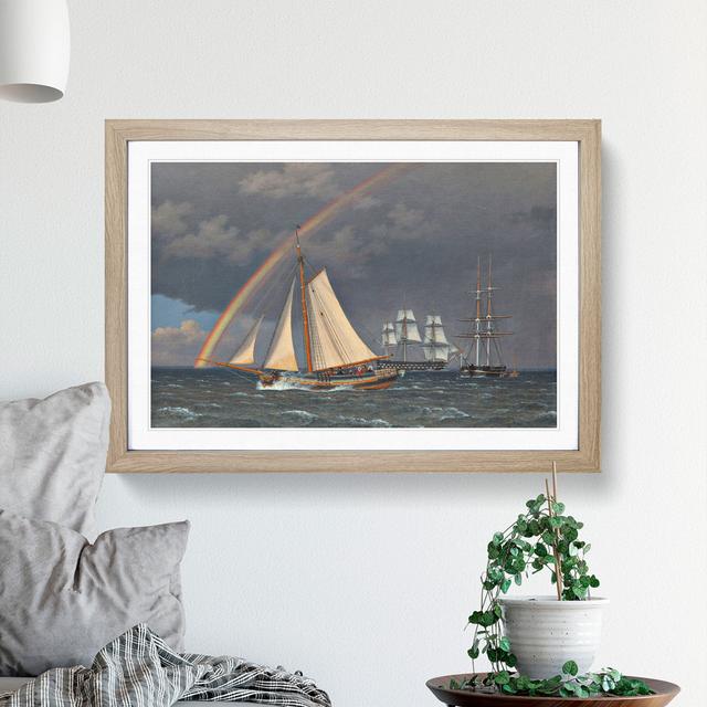 Rainbow at Sea by Christoffer Wilhelm Eckersberg - Picture Frame Painting East Urban Home Size: 36cm H x 48cm W x 2cm D, Frame Option: Oak Framed on Productcaster.