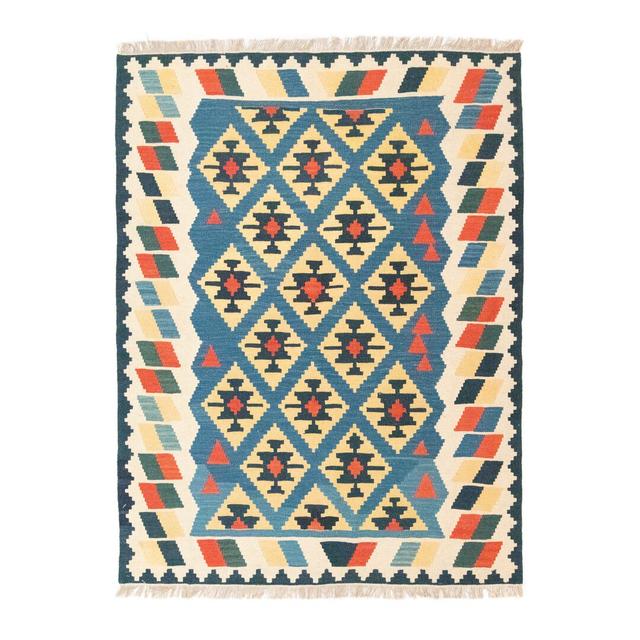 Tiegan Oriental Handmade Hand Loomed Rectangle: 205' X 156' Blue Area Rug Bloomsbury Market on Productcaster.