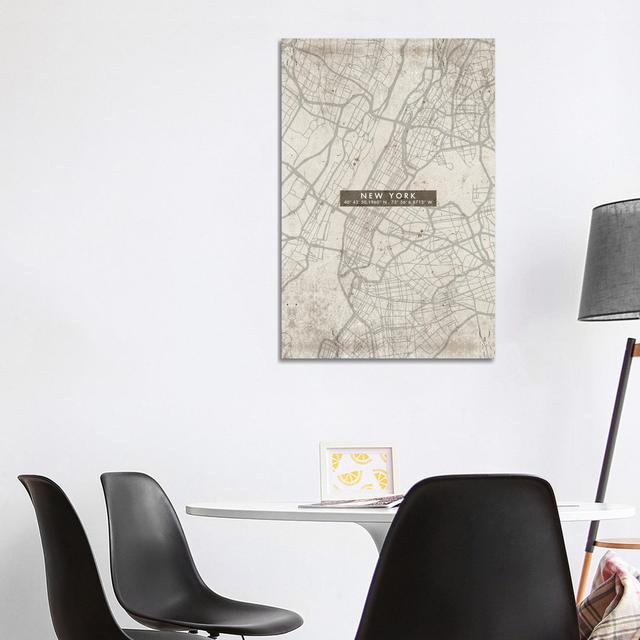 New York City Map Abstract by WallDecorAddict - Wrapped Canvas Graphic Art Borough Wharf Size: 101.6cm H x 66.04cm W x 1.91cm D on Productcaster.